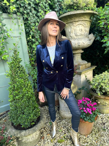 Victoria Velvet Blazer Navy