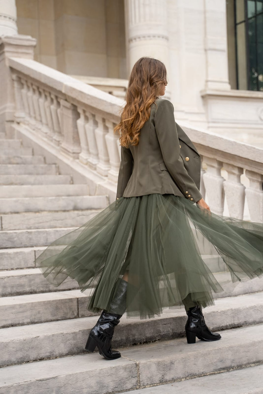 Lime green maxi tulle cheap skirt